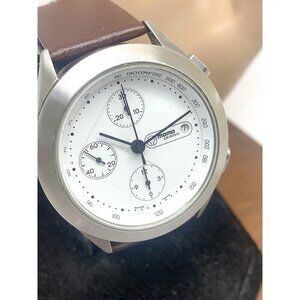 Momo Design Men's Watch Swiss Automatic Chronograph White Dial Leather B…